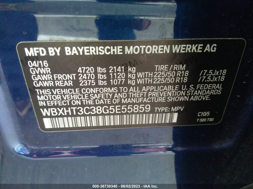 2016 BMW X1 XDRIVE28I - WBXHT3C38G5E55859