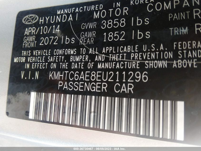 2014 HYUNDAI VELOSTER TURBO - KMHTC6AE8EU211296