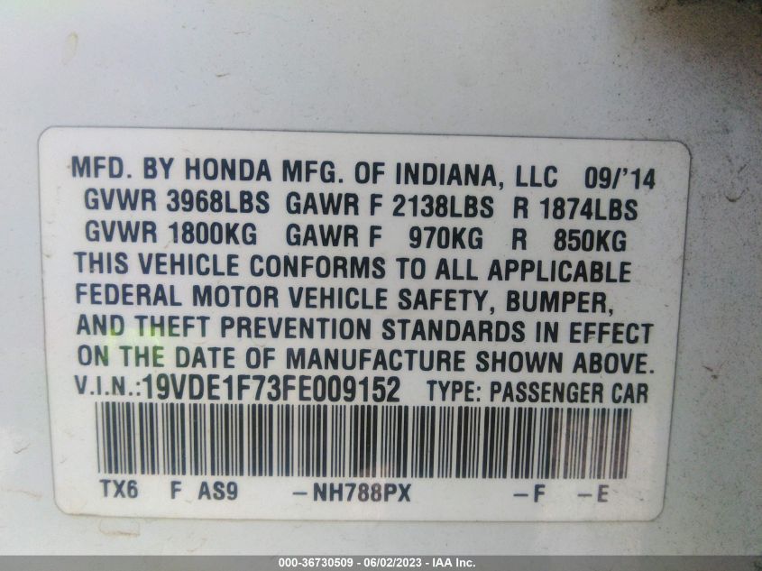 2015 ACURA ILX TECH PKG - 19VDE1F73FE009152