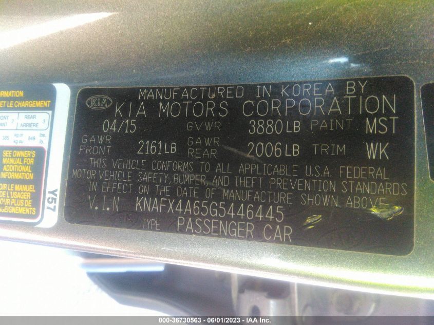 2016 KIA FORTE LX - KNAFX4A65G5446445