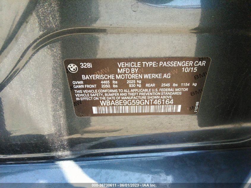 2016 BMW 3 SERIES 328I - WBA8E9G59GNT46164