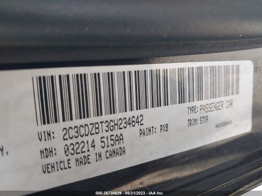 2016 DODGE CHALLENGER R/T SHAKER - 2C3CDZBT3GH234642