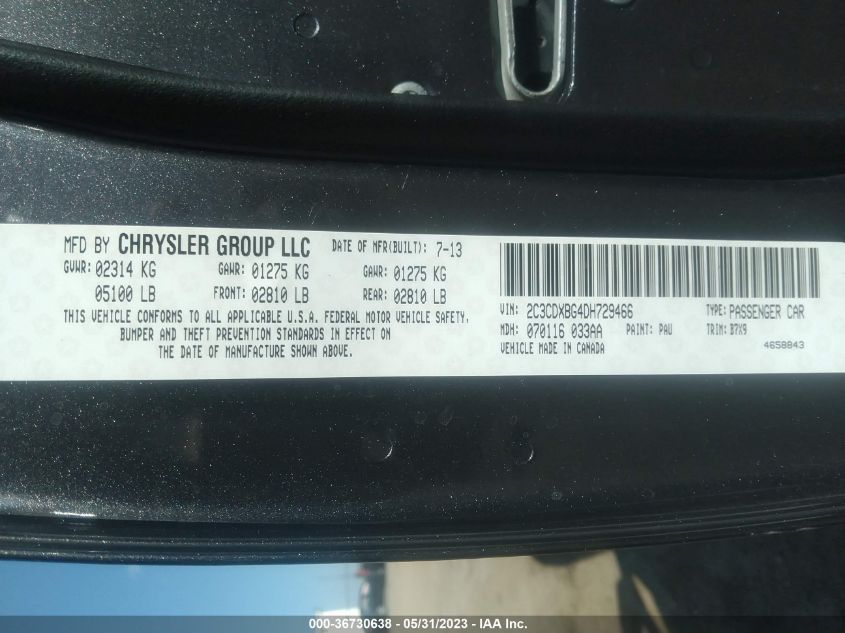2013 DODGE CHARGER SE - 2C3CDXBG4DH729466