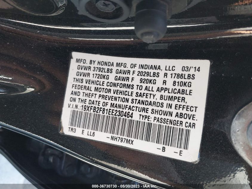 2014 HONDA CIVIC SEDAN EX - 19XFB2F81EE230464