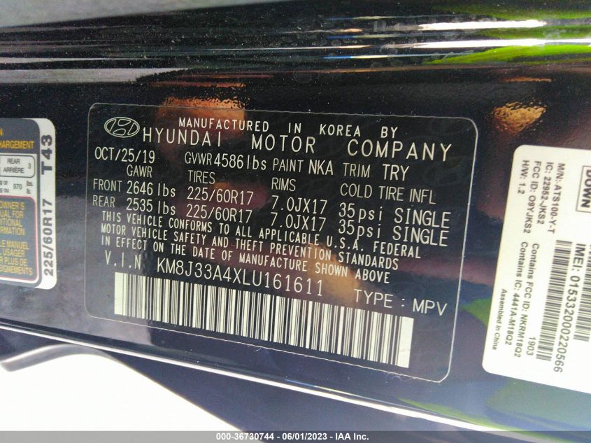 2020 HYUNDAI TUCSON VALUE - KM8J33A4XLU161611