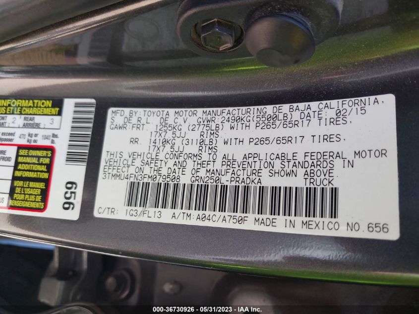 2015 TOYOTA TACOMA - 3TMMU4FN3FM079508
