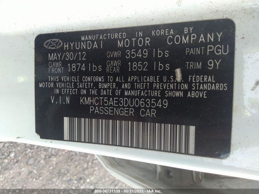 2013 HYUNDAI ACCENT GS - KMHCT5AE3DU063549
