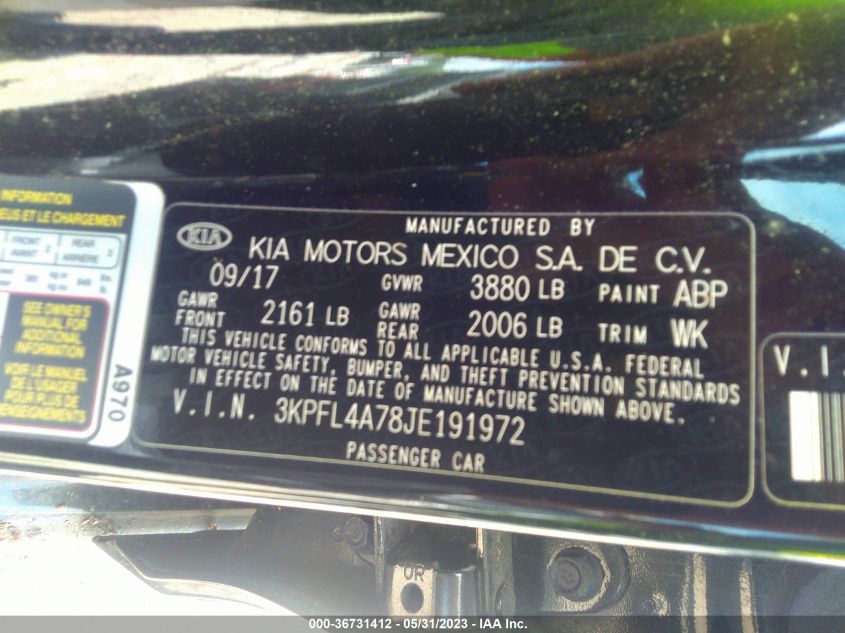 2018 KIA FORTE S - 3KPFL4A78JE191972
