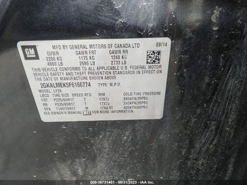 2015 GMC TERRAIN SLE - 2GKALMEK5F6166774