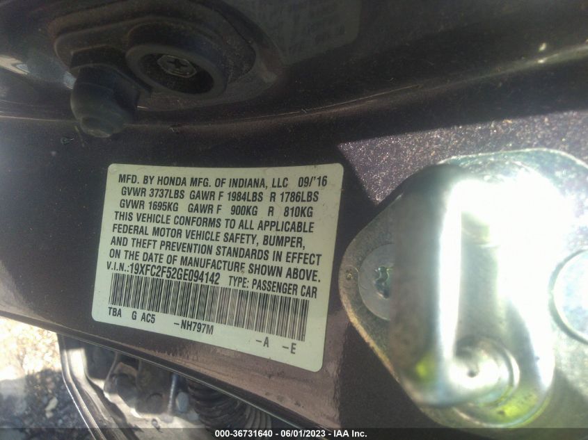 2016 HONDA CIVIC SEDAN LX - 19XFC2F52GE094142