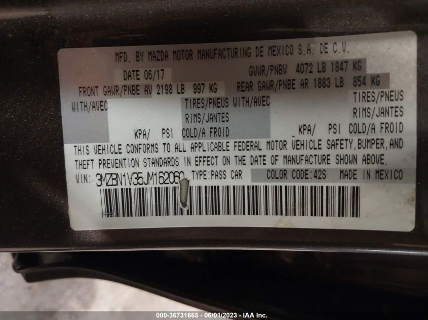 2018 MAZDA MAZDA3 4-DOOR TOURING - 3MZBN1V35JM162060