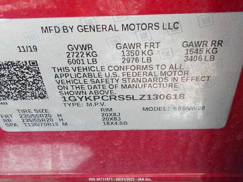 2020 CADILLAC XT6 FWD PREMIUM LUXURY - 1GYKPCRS5LZ130618