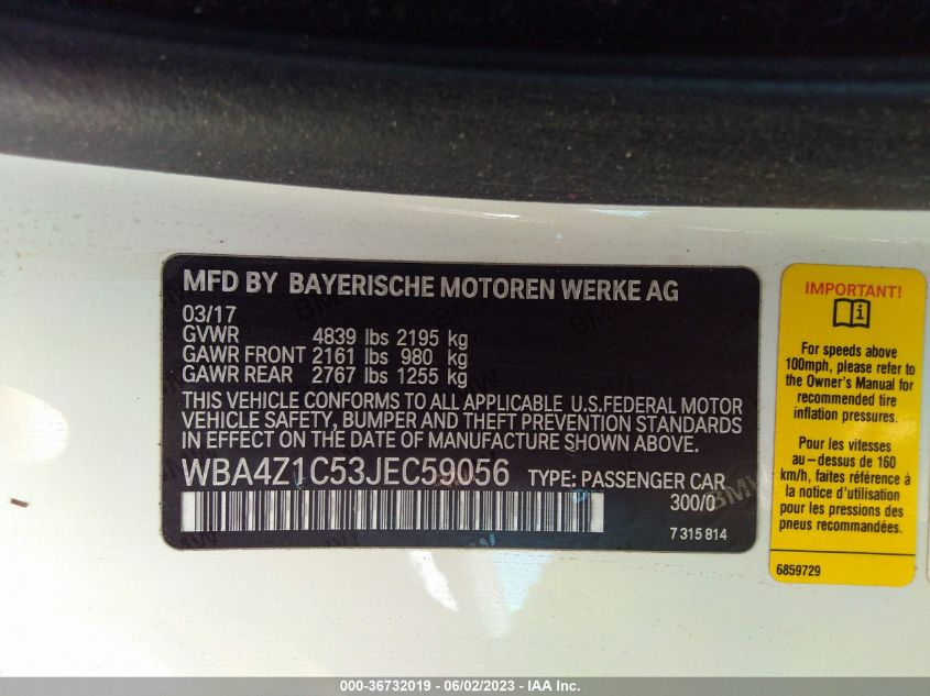 2018 BMW 4 SERIES 430I - WBA4Z1C53JEC59056