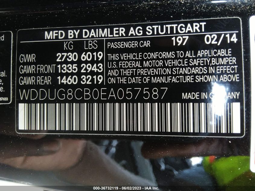 2014 MERCEDES-BENZ S-CLASS S 550 - WDDUG8CB0EA057587