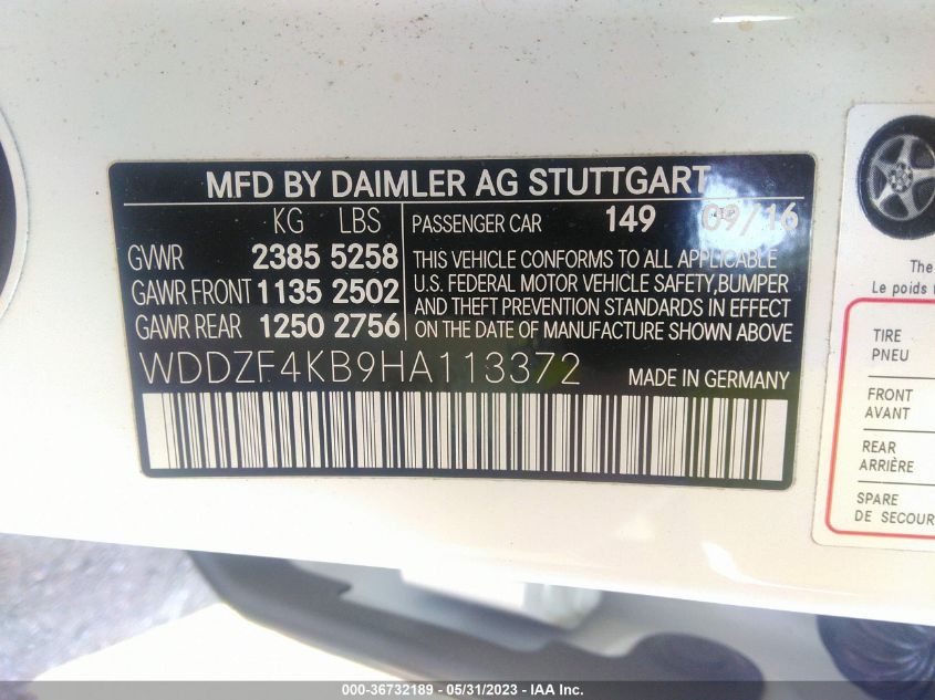 2017 MERCEDES-BENZ E-CLASS E 300 - WDDZF4KB9HA113372