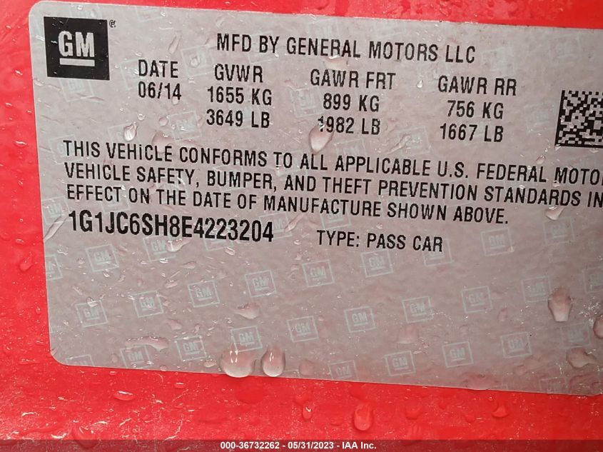 2014 CHEVROLET SONIC LT - 1G1JC6SH8E4223204