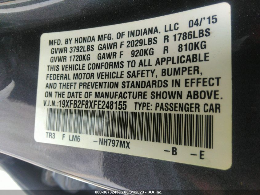 2015 HONDA CIVIC SEDAN EX - 19XFB2F8XFE248155