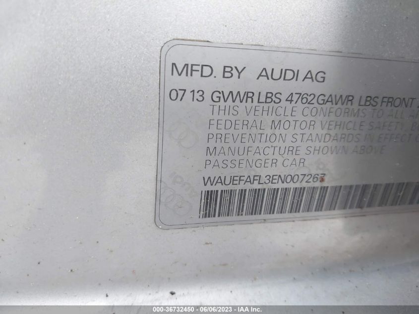 2014 AUDI A4 PREMIUM PLUS - WAUEFAFL3EN007267