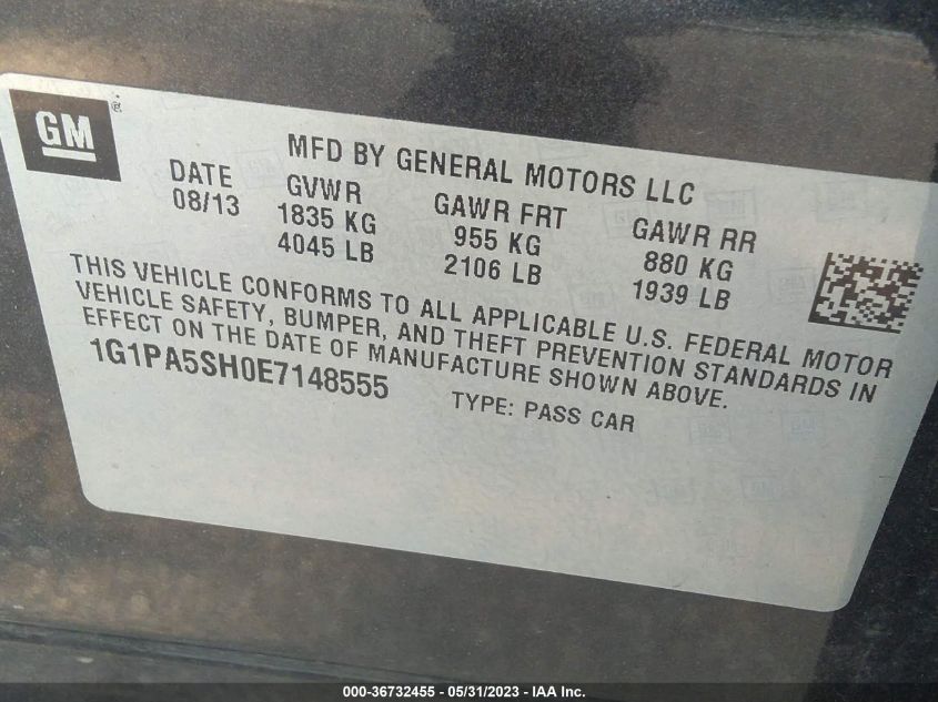 2014 CHEVROLET CRUZE LS - 1G1PA5SH0E7148555