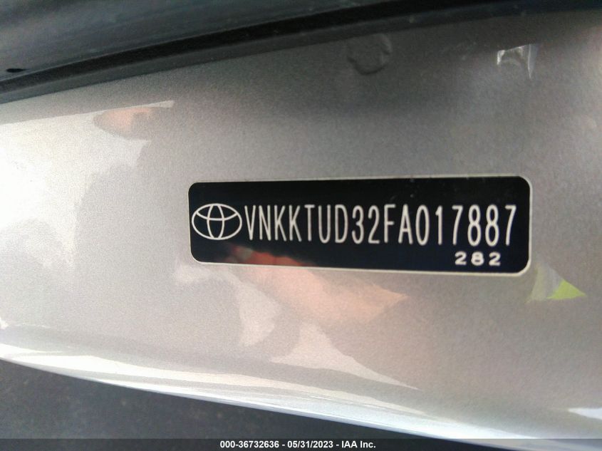 2015 TOYOTA YARIS L/SE/LE - VNKKTUD32FA017887