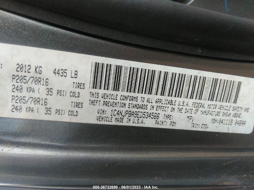 2014 JEEP PATRIOT SPORT/ALTITUDE - 1C4NJPBA9ED534566