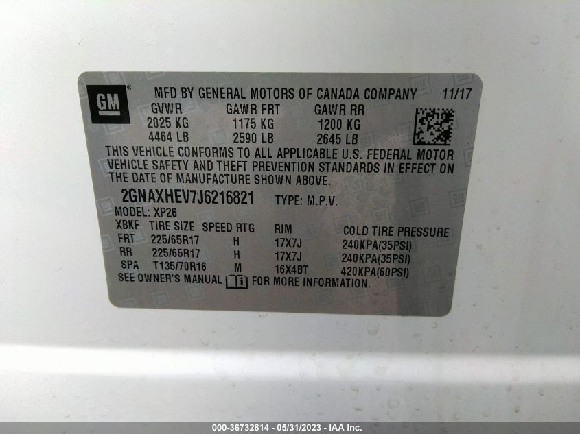 2018 CHEVROLET EQUINOX LS - 2GNAXHEV7J6216821