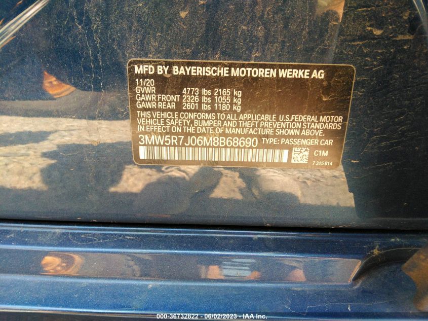 3MW5R7J06M8B68690 BMW 3 Series 330I XDRIVE 8