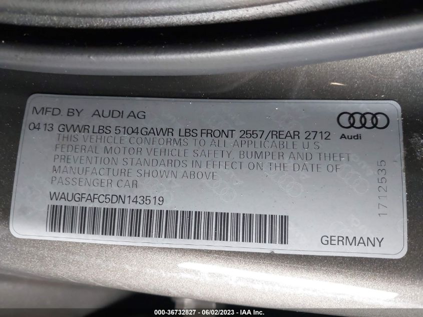 2013 AUDI A6 2.0T PREMIUM PLUS - WAUGFAFC5DN143519