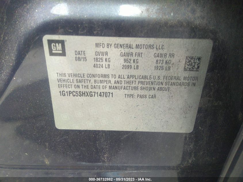 2016 CHEVROLET CRUZE LIMITED LS - 1G1PC5SHXG7147071