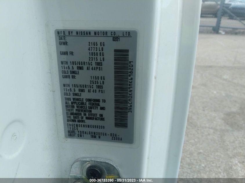2021 NISSAN NV200 COMPACT CARGO SV - 3N6CM0KN9MK698209
