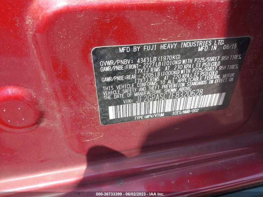 2015 SUBARU XV CROSSTREK LIMITED - JF2GPASC7F8320628