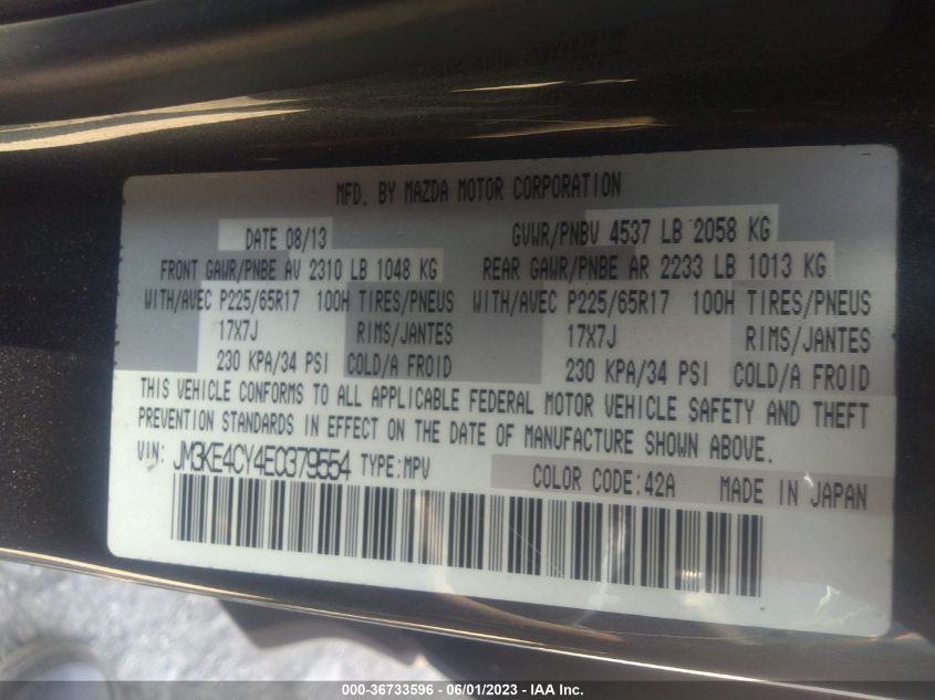 2014 MAZDA CX-5 TOURING - JM3KE4CY4E0379554