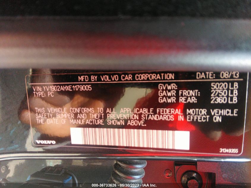 2014 VOLVO S80 3.0L YV1902AHXE1179005