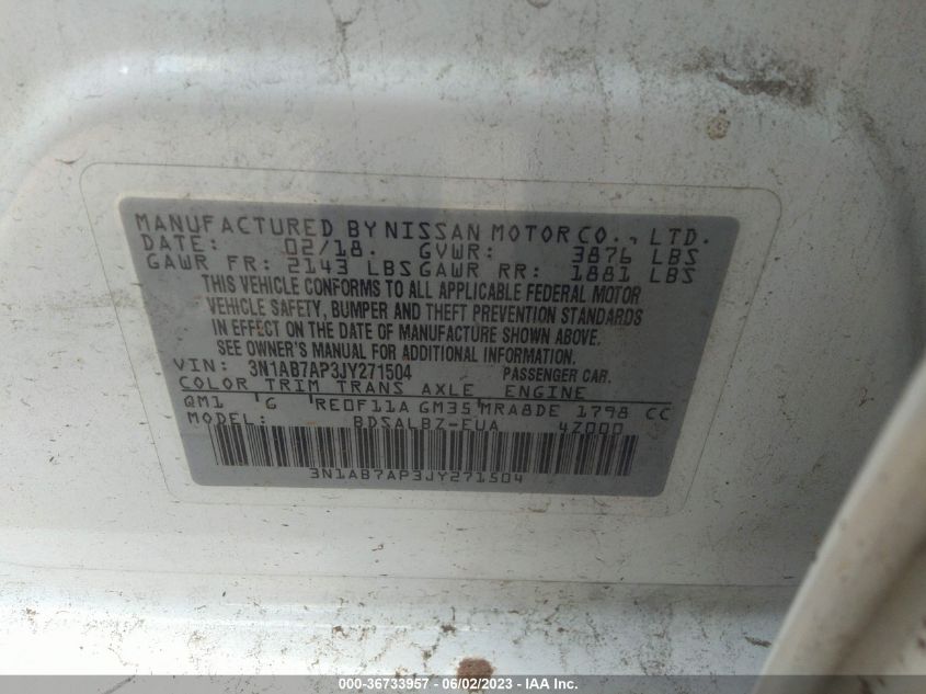 2018 NISSAN SENTRA S - 3N1AB7AP3JY271504