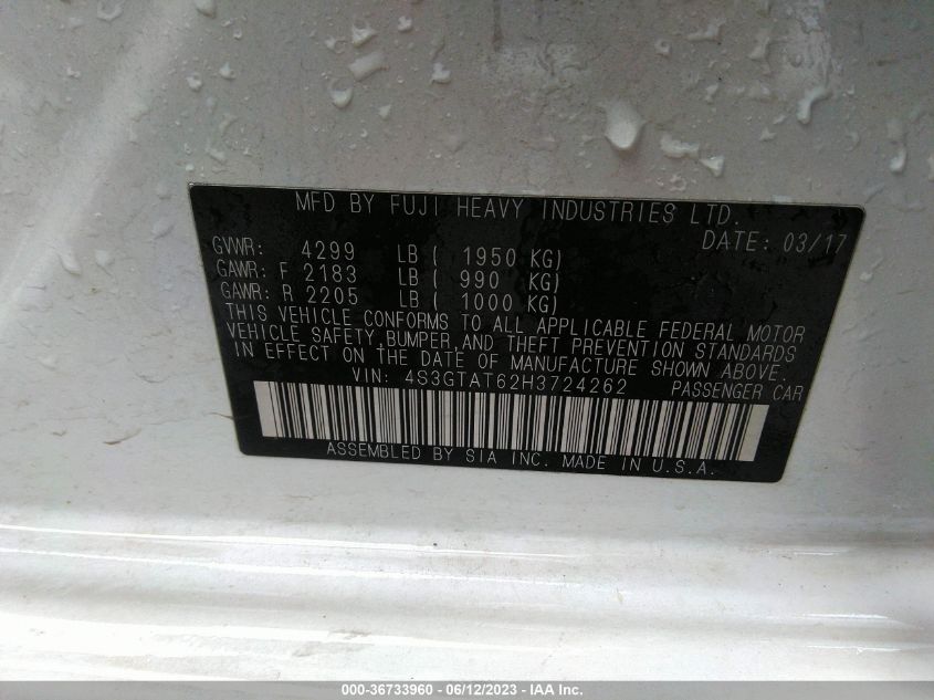 2017 SUBARU IMPREZA LIMITED - 4S3GTAT62H3724262