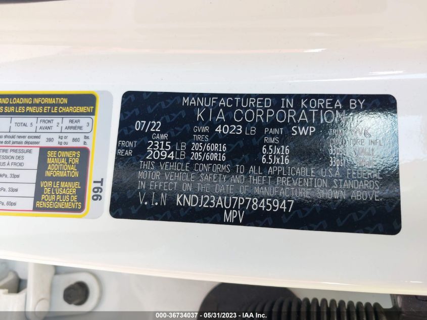 2023 KIA SOUL LX - KNDJ23AU7P7845947