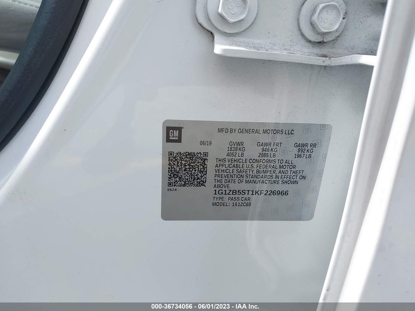 VIN 1G1ZB5ST1KF226966 2019 CHEVROLET MALIBU LS
