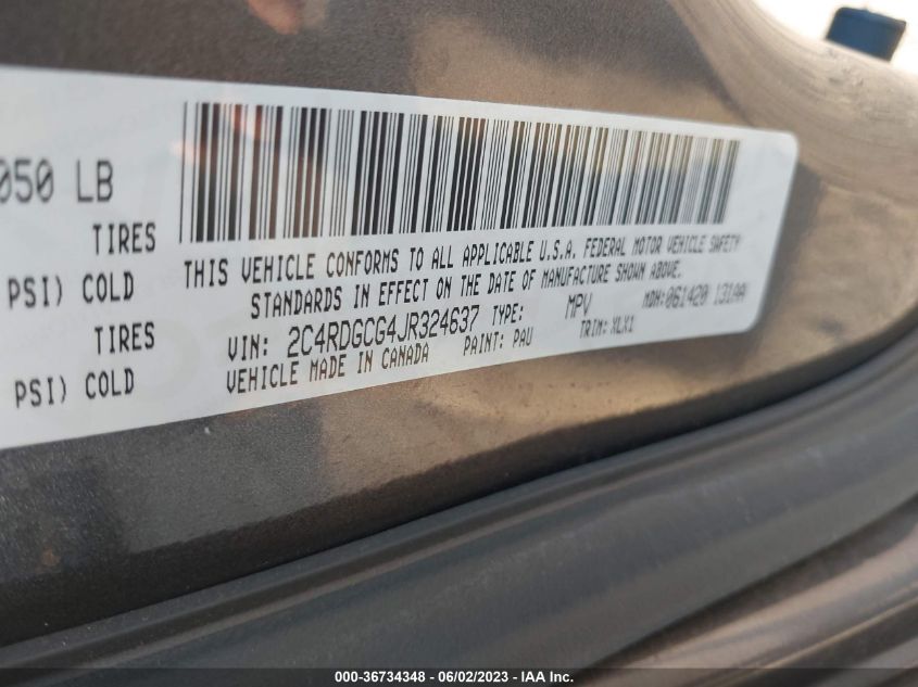 2018 DODGE GRAND CARAVAN SXT - 2C4RDGCG4JR324637