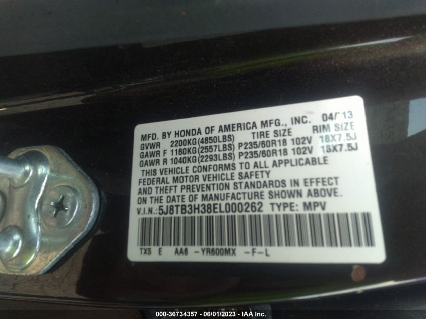 2014 ACURA RDX - 5J8TB3H38EL000262