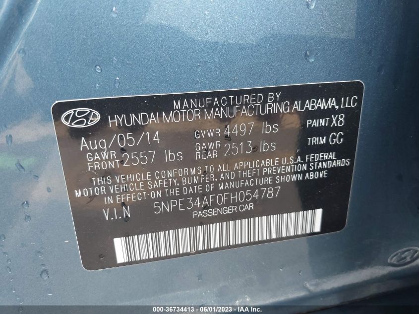 2015 HYUNDAI SONATA 2.4L SPORT - 5NPE34AF0FH054787