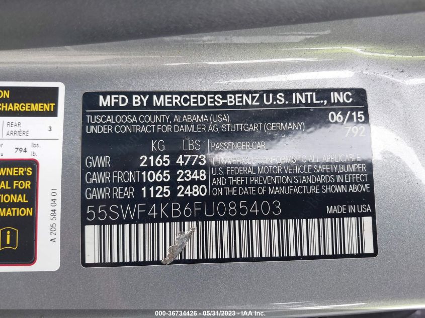 2015 MERCEDES-BENZ C-CLASS C 300 - 55SWF4KB6FU085403