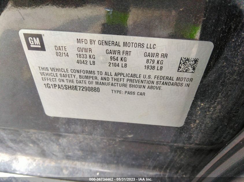 2014 CHEVROLET CRUZE LS - 1G1PA5SH8E7290880
