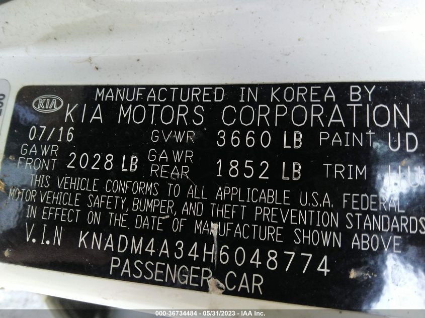 2017 KIA RIO LX - KNADM4A34H6048774