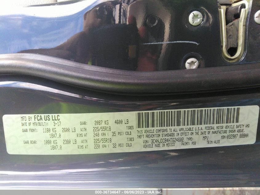 2017 JEEP COMPASS LIMITED - 3C4NJDCB4HT624602