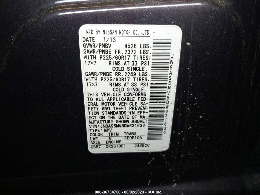 2013 NISSAN ROGUE SV - JN8AS5MV8DW631636