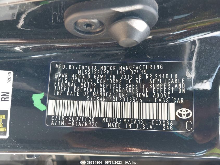 2020 TOYOTA COROLLA SE/NIGHTSHADE - 5YFS4RCEXLP016595