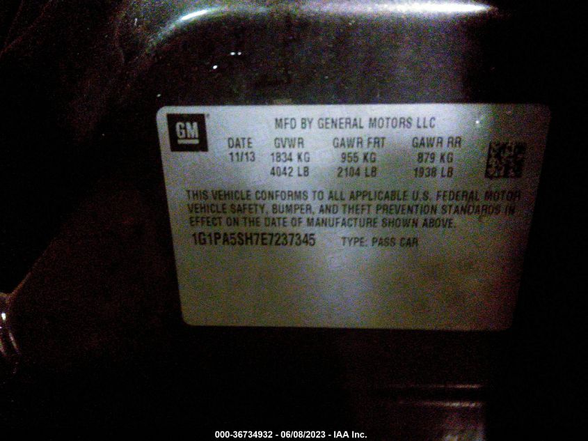 2014 CHEVROLET CRUZE LS - 1G1PA5SH7E7237345