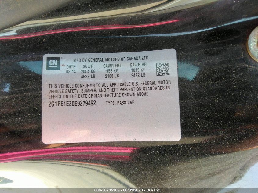 2014 CHEVROLET CAMARO LS - 2G1FE1E30E9279492