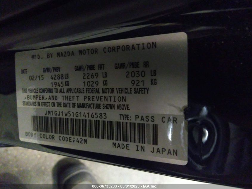 2016 MAZDA MAZDA6 I GRAND TOURING - JM1GJ1W51G1416583