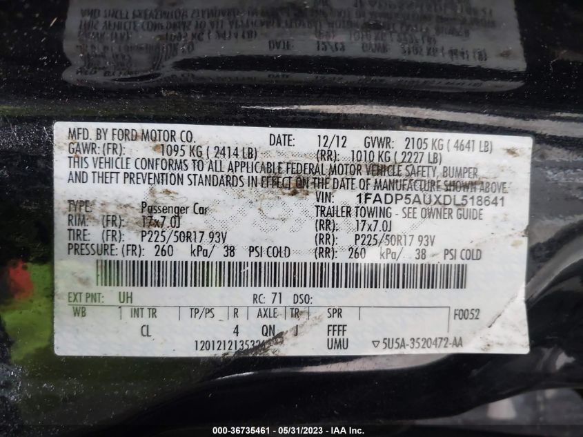 2013 FORD C-MAX HYBRID SE - 1FADP5AUXDL518641